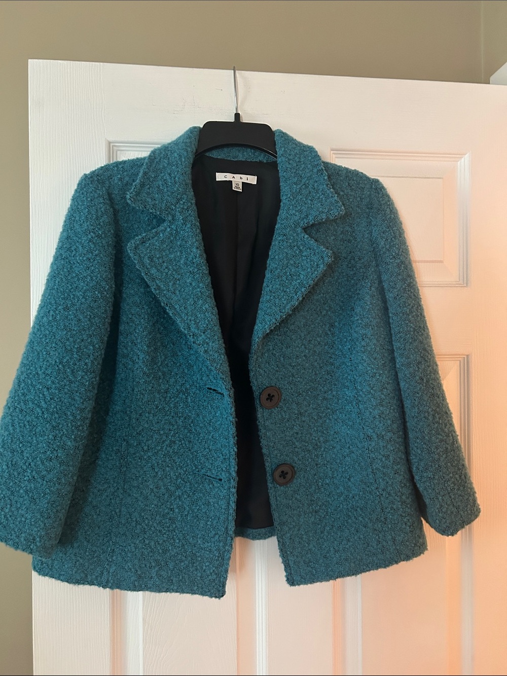 CAbi Teal Bouclé Pea Coat